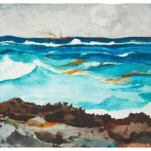 36" Square Silk Scarf Metropolitan Museum of Art Winslow Homer, Shore & Surf NWT